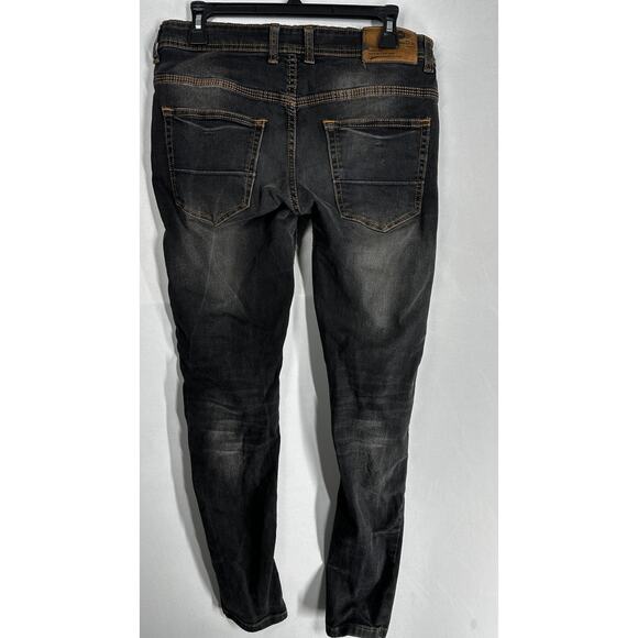 Massimo Dutti Tapered Slim Jeans Men Size 33 Gray Button Fly Faded Look Denim - Picture 2 of 9